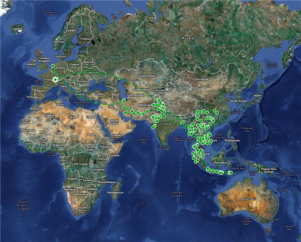 La carte de l'Asian Tour