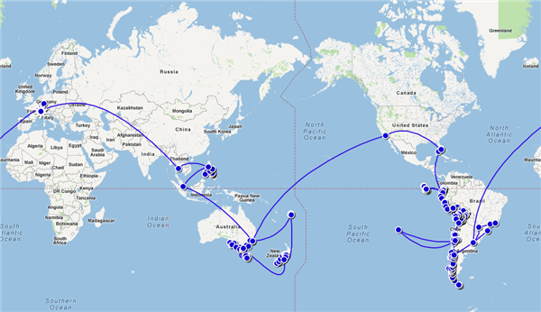 La carte du World Tour